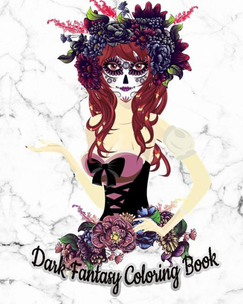 Libro para colorear de fantasía oscura: Libro para colorear gótico con páginas para colorear divertidas, hermosas y relajantes (cubierta suave de mármol blanco)