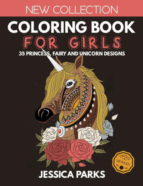 Coloring Book For Girls: 35 Gorgeous Princess, Fairy And Unicorn Designs For Girls, Kids And Adults - Part 2 (Adult Coloring Books by BRH OU)