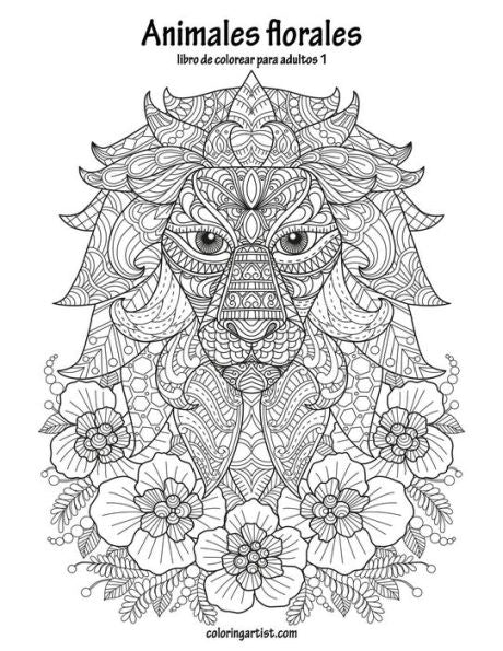 Animales florales libro para colorear para adultos 1 (Spanish Edition)