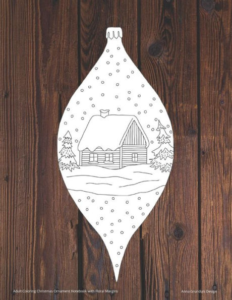 Adult Coloring Christmas Ornament Notebook with Floral Margins