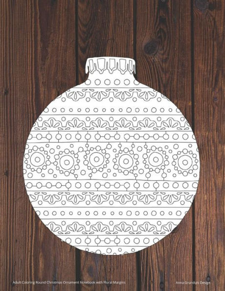 Adult Coloring Round Christmas Ornament Notebook with Floral Margins
