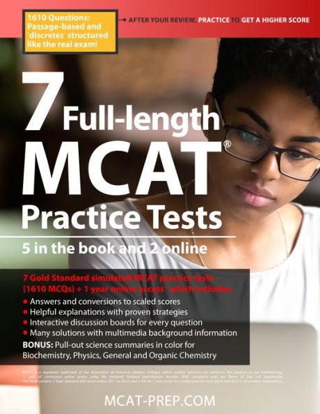7 Full-Length Mcat Practice Tests: 5 In The Book And 2 Online - 9781927338827