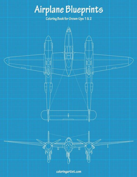 Airplane Blueprints Coloring Book for Grown-Ups 1 & 2