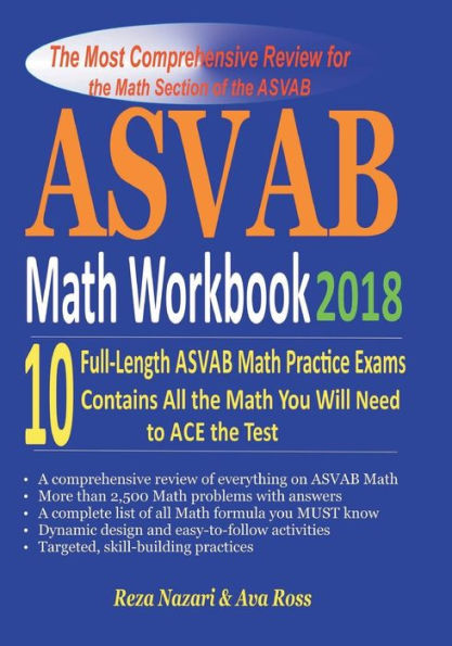 Cuaderno de ejercicios de matemáticas de ASVAB 2018: la revisión más completa de la sección de matemáticas de ASVAB