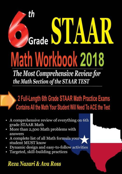 Cuaderno de ejercicios de matemáticas STAAR de sexto grado 2018: la revisión más completa de la sección de matemáticas de la PRUEBA STAAR