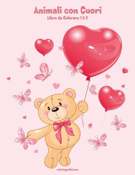 Animali con Cuori Libro da Colorare 1 & 2 (Italian Edition)