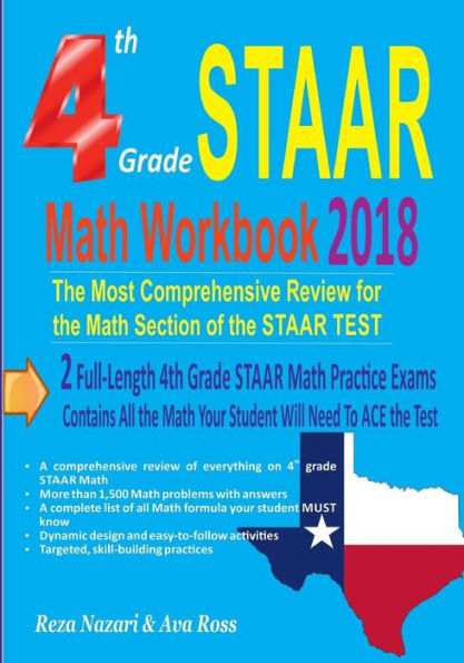 Cuaderno de ejercicios de matemáticas STAAR de cuarto grado 2018: la revisión más completa de la sección de matemáticas de la PRUEBA STAAR
